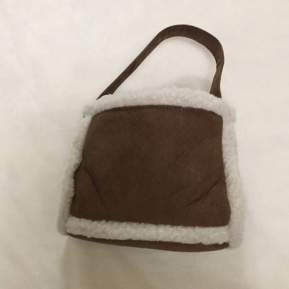 Faux Sherpa Mini Tote Bag Brown - Picture 2 of 5
